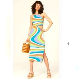 Louna Abstract Wave Midi Dress Rent The Runway Size Small Flaws Read Desc